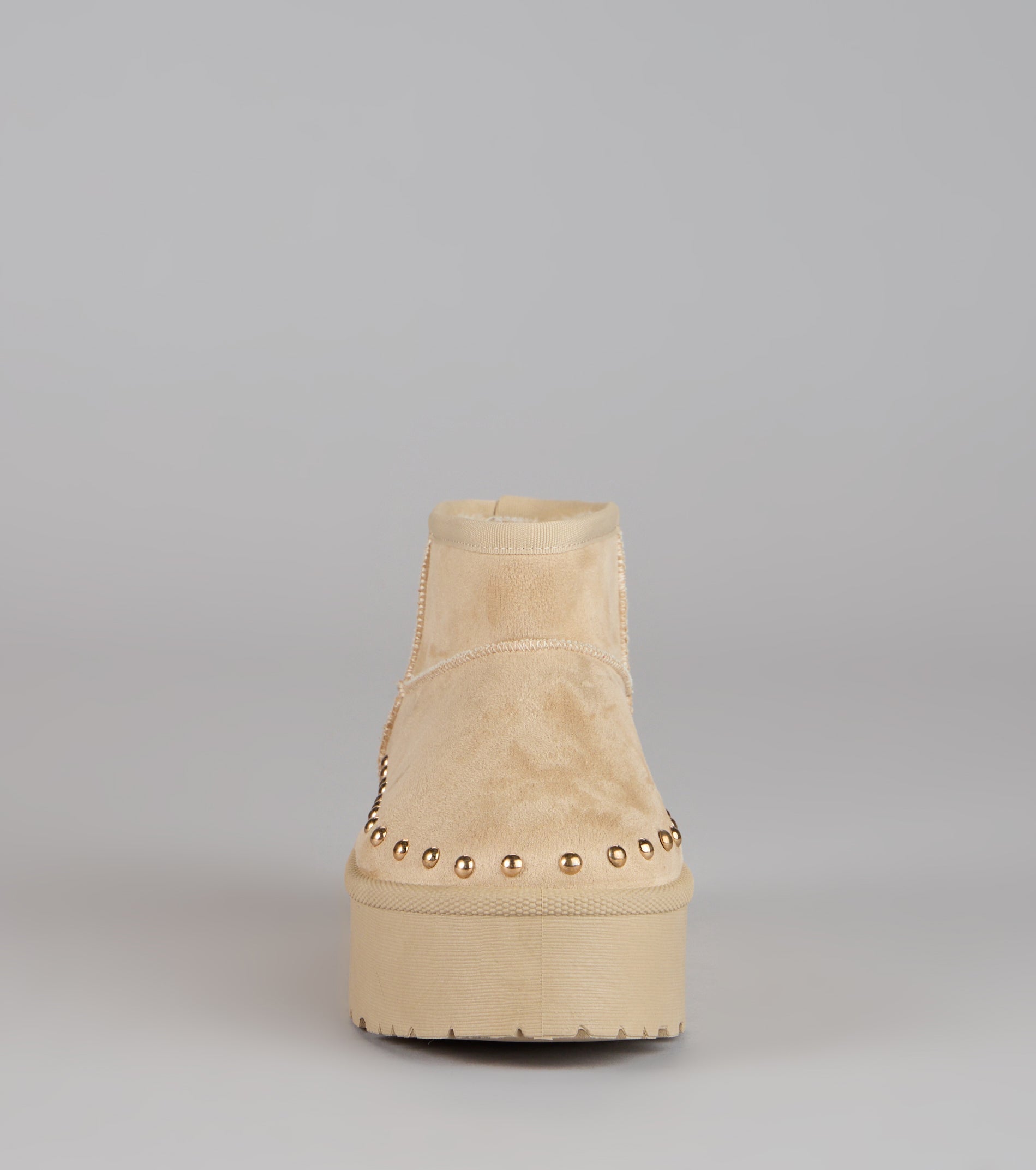 Frost Mode Microsuede Stud Platform Booties