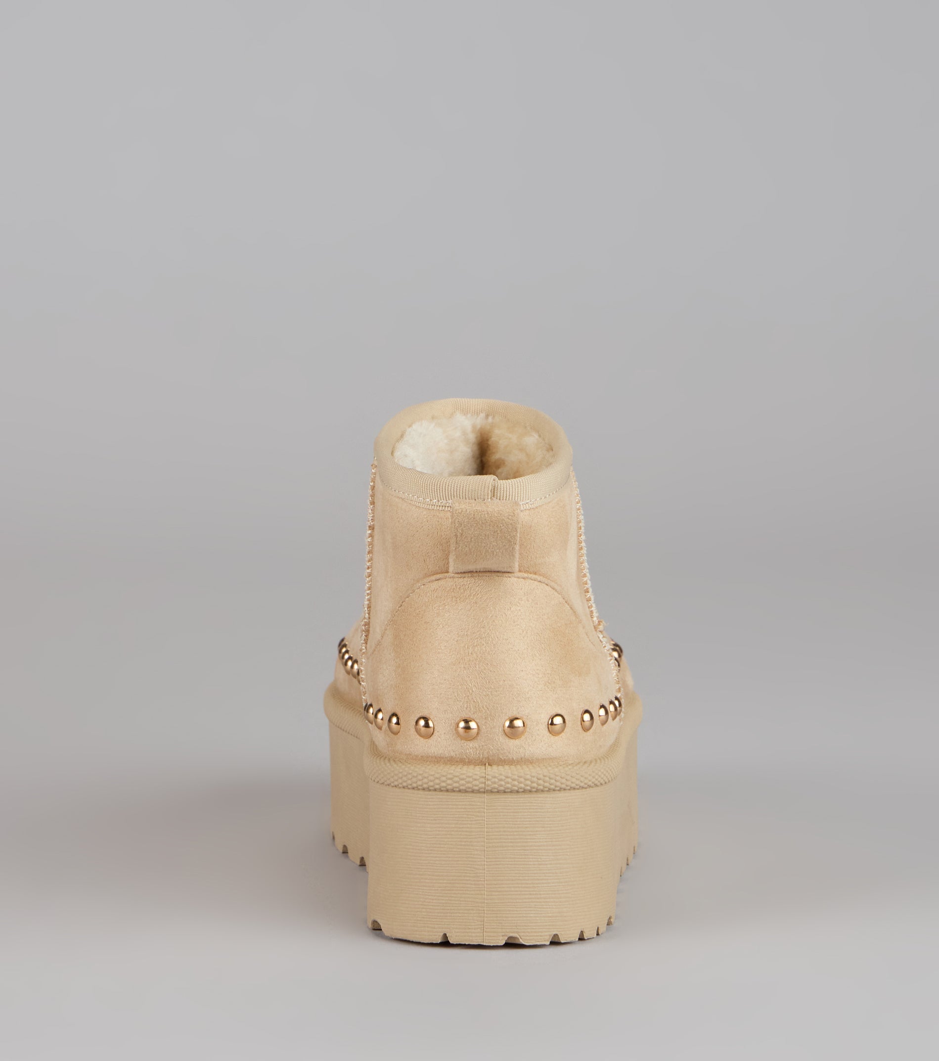 Frost Mode Microsuede Stud Platform Booties