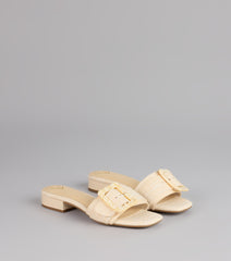 Easy Days Raffia Buckle Slide Sandals