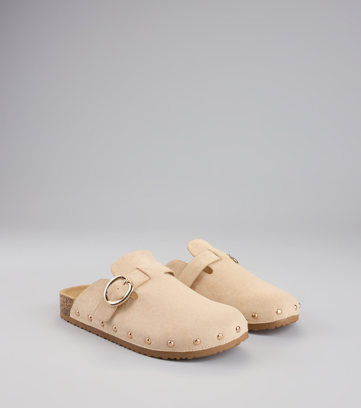 Weekend Ease Faux Suede Studded Clogs