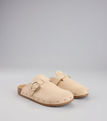 Weekend Ease Faux Suede Studded Clogs