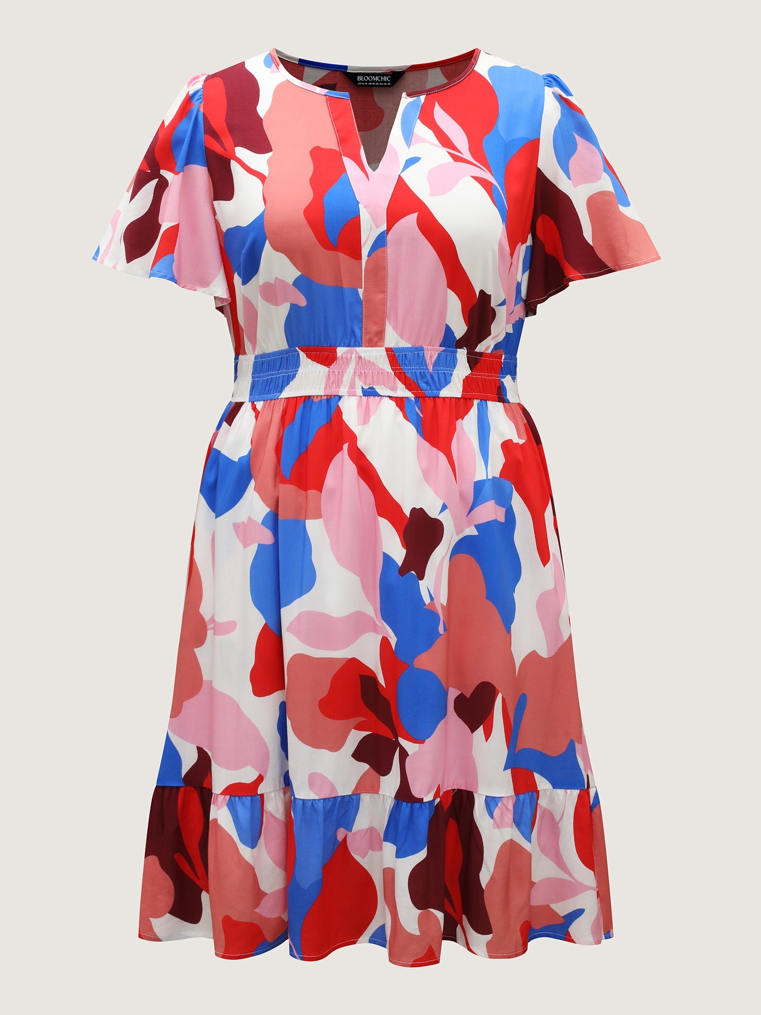 Color Block Stretchy Notched Midi Dress