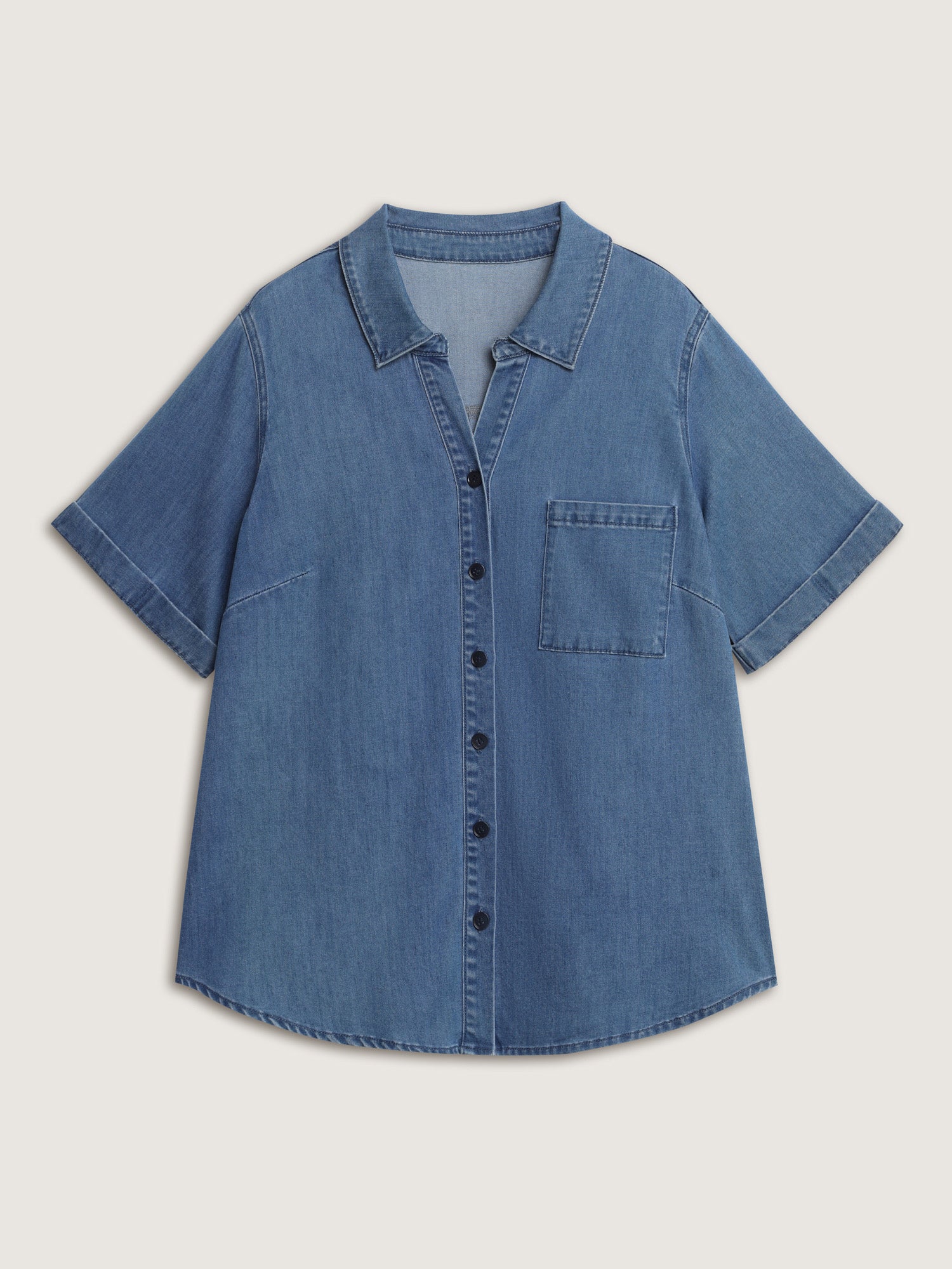 Supersoft Button-Down Denim Top