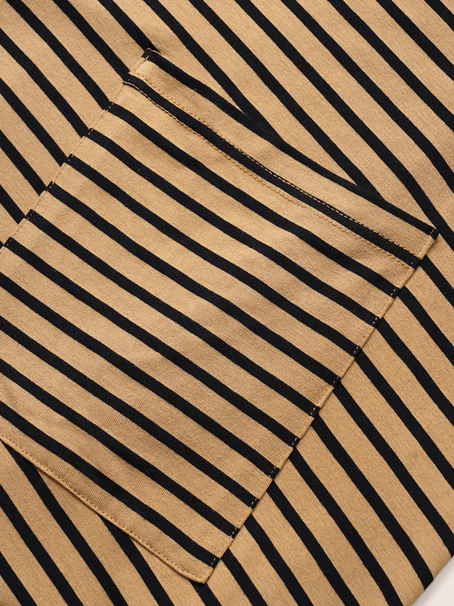 Striped Pocket Asymmetrical Split Hem Tunic T-shirt