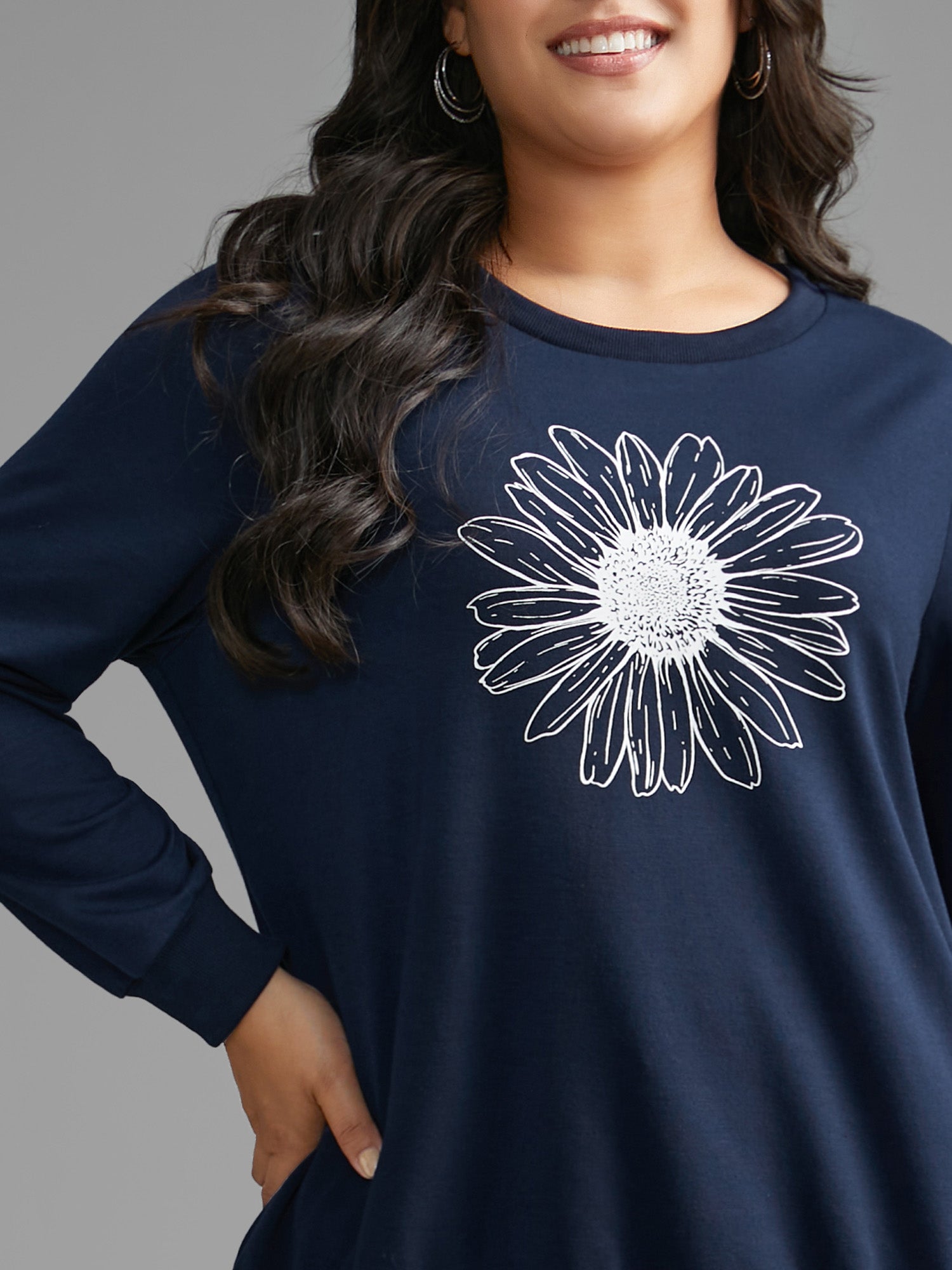 Floral Print Crew Neck Sweatshirt