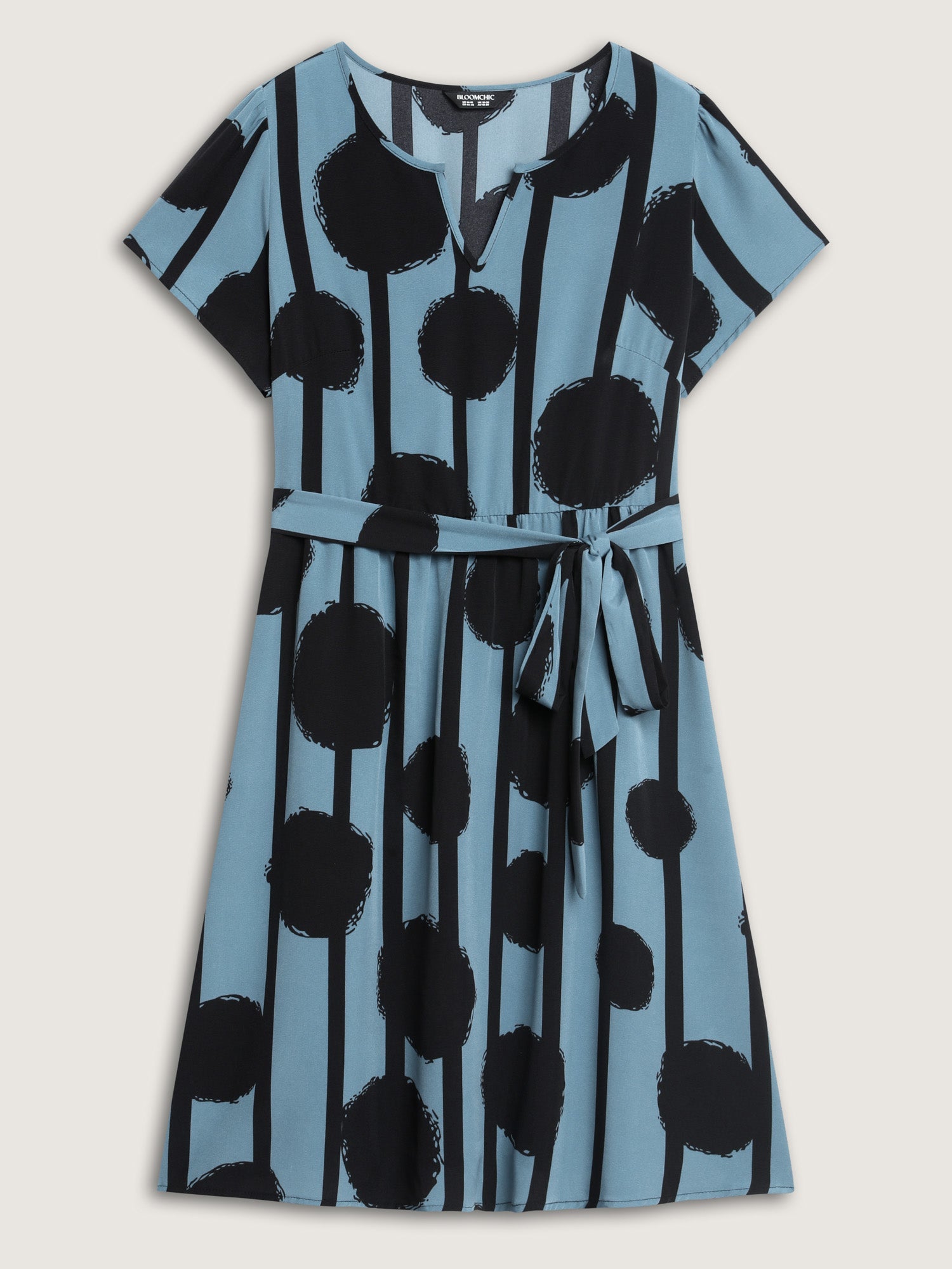 Polka Stripes Waist-Tie Midi Dress