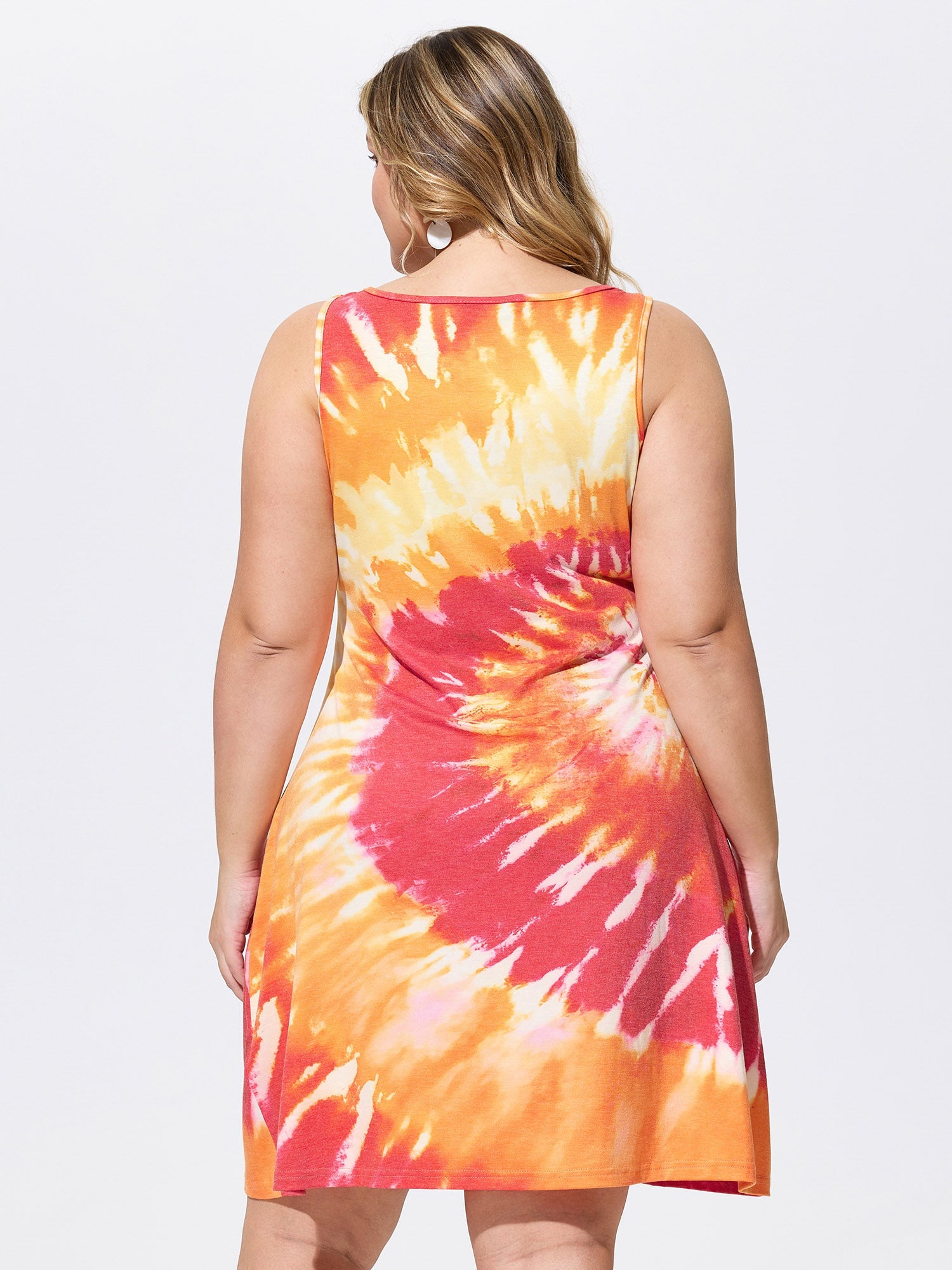 Stretchy Tie-Dye Effect Sleeveless Mini Knit Dress
