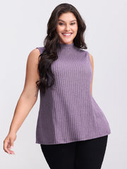 Ribbed Stretchy Mockneck Tank Top