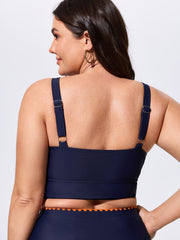 Color Contrast Embroidered Swim Top