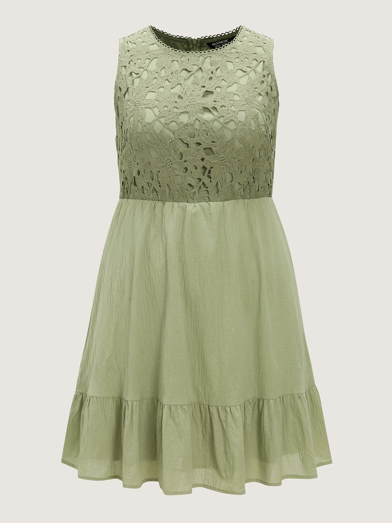 CottonLace Bodice Ruffled Hem Mini Dress