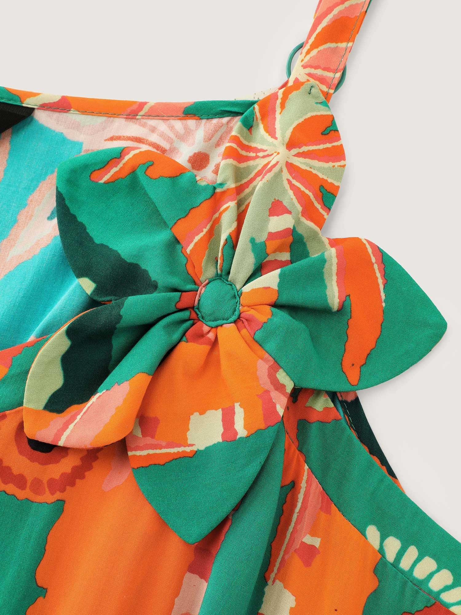 Supersoft Vibrant Tropical Print Floral Strap Midi Dress