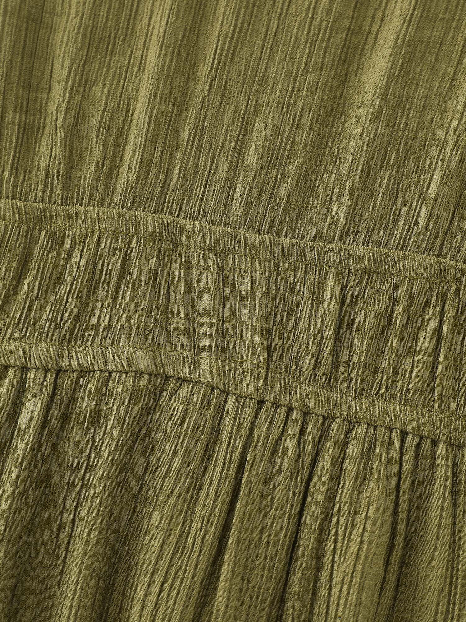Textured Cinched-Waist Tiered Maxi Dress