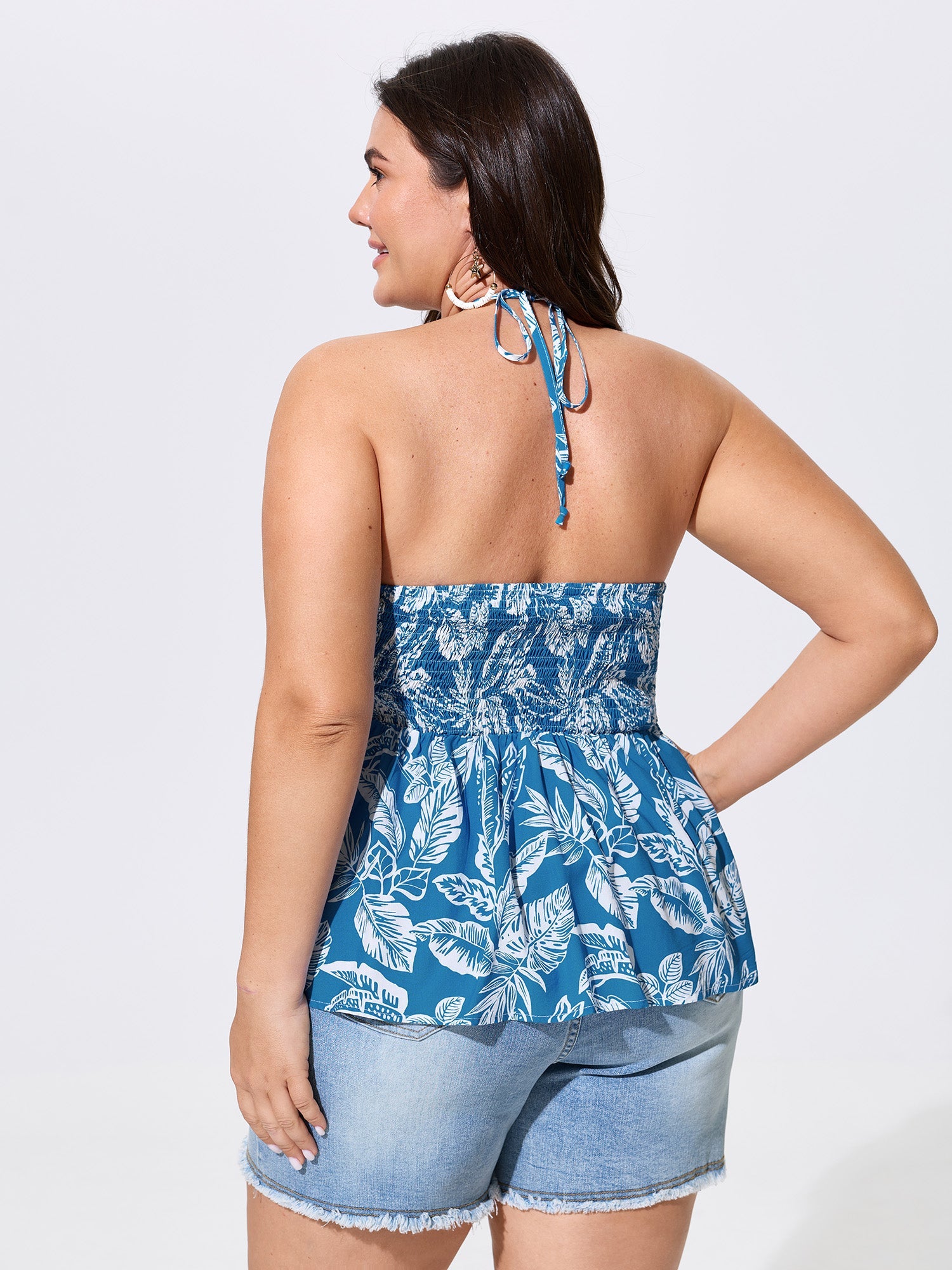 Tropical Print Ruched Tank Top
