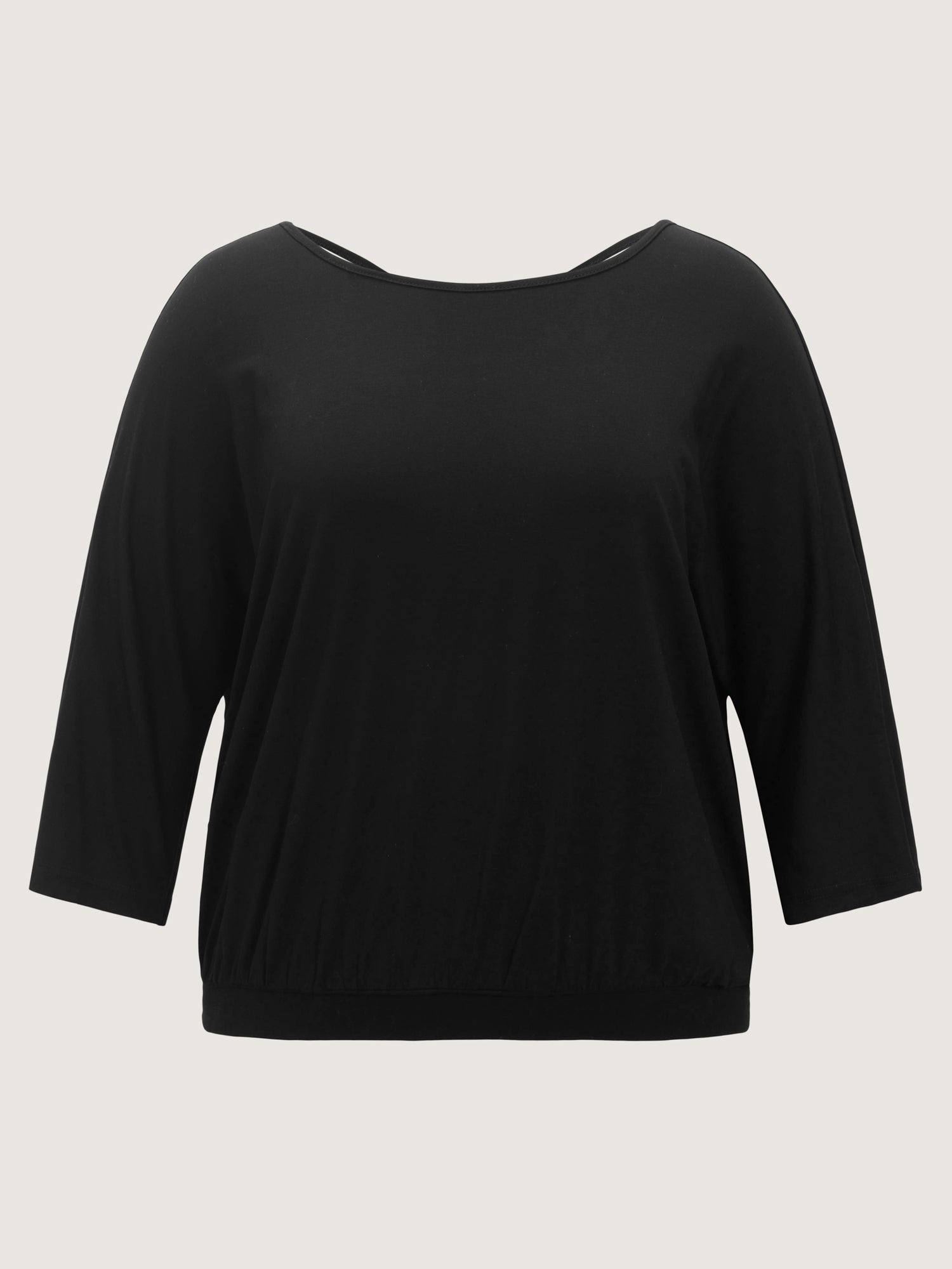 Cotton Back Cut-Out Plain T-Shirt