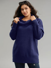 Solid Turtle Neck Split Side Pullover