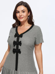Color Contrast Bow-Front Mini Dress