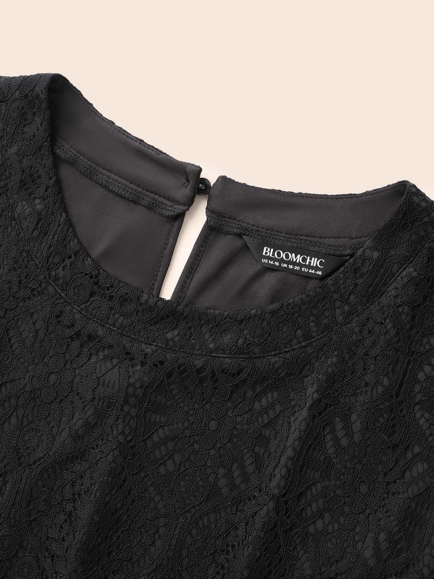Round Neck Lace Patchwork Mesh Dress