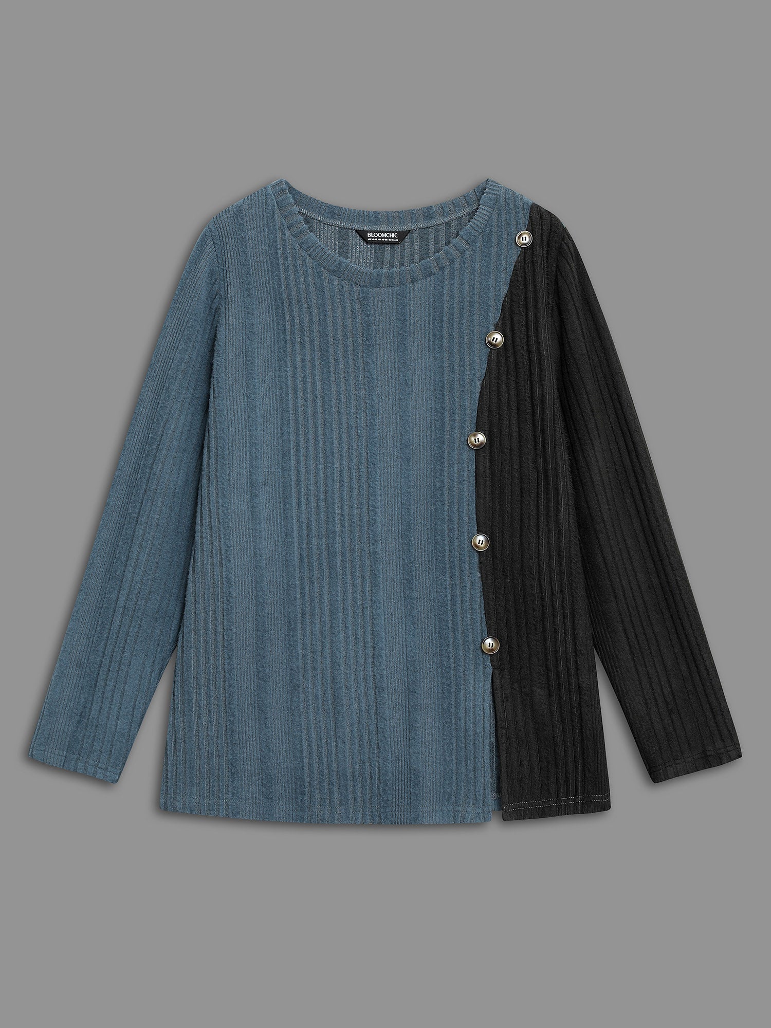 Pit Strip Contrast Button Detail T-Shirt