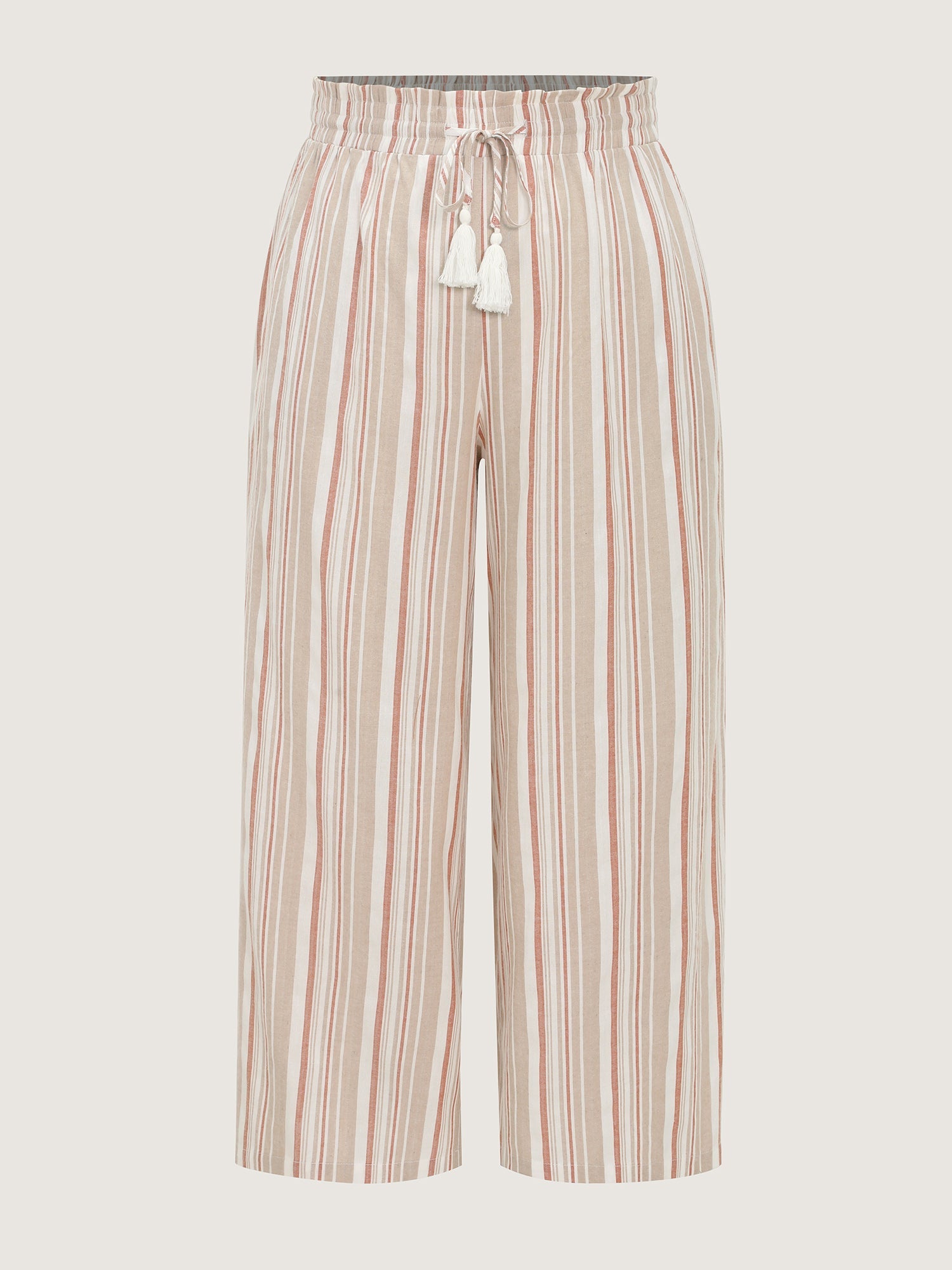 Striped Print Pockets Drawstring Pants