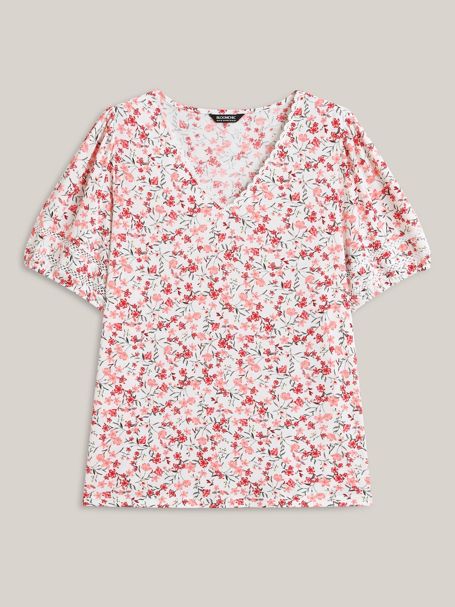 Floral Print Colorful Lace Knit Top