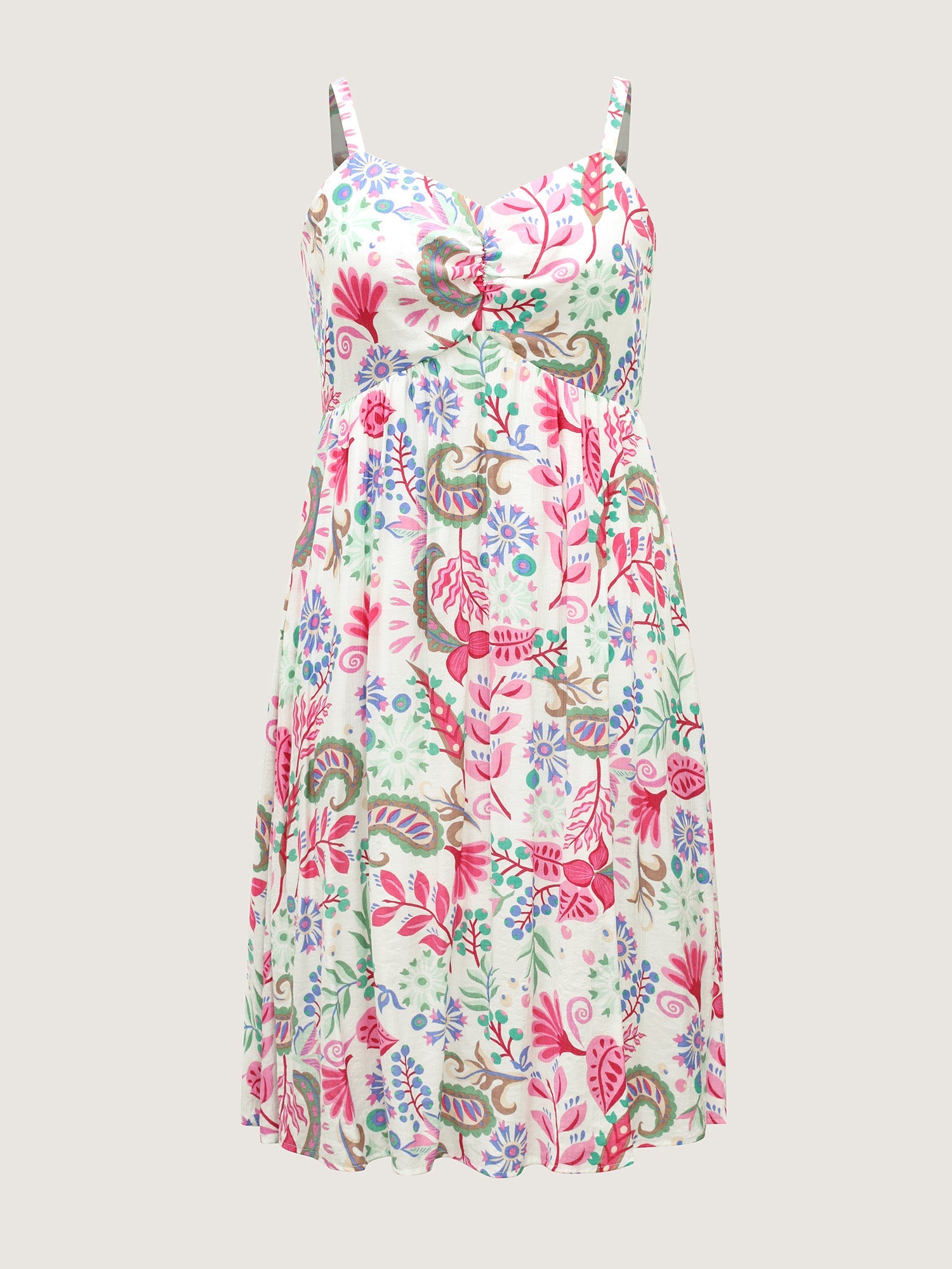 Backless Bow Paisley Print Cami Midi Dress
