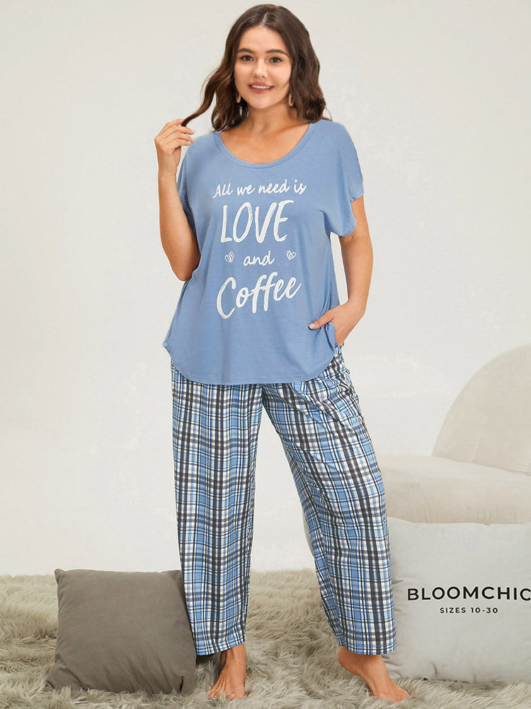 Plaid Print Pocket Elastic Waist Pajama Pants