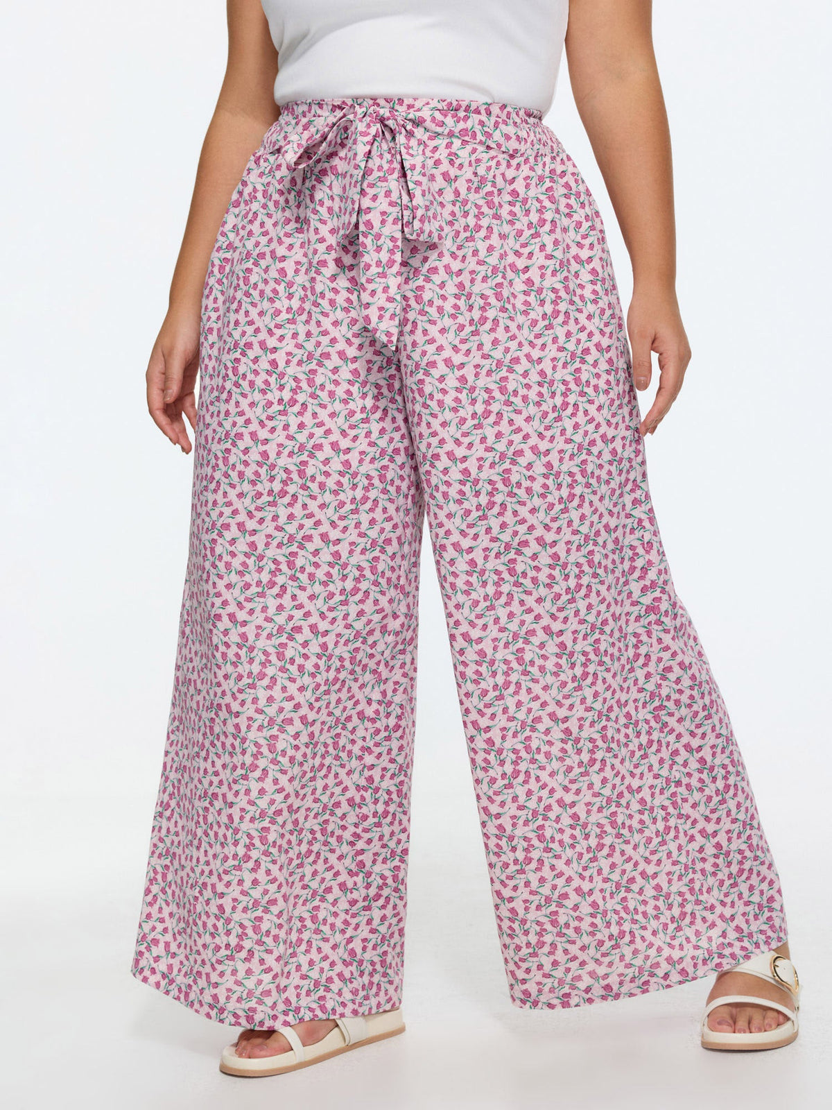 Everyday Floral Print Waist-Tie Wide-Leg Pants