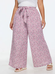 Everyday Floral Print Waist-Tie Wide-Leg Pants