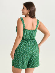 Floral Print Shirred Bodice Romper