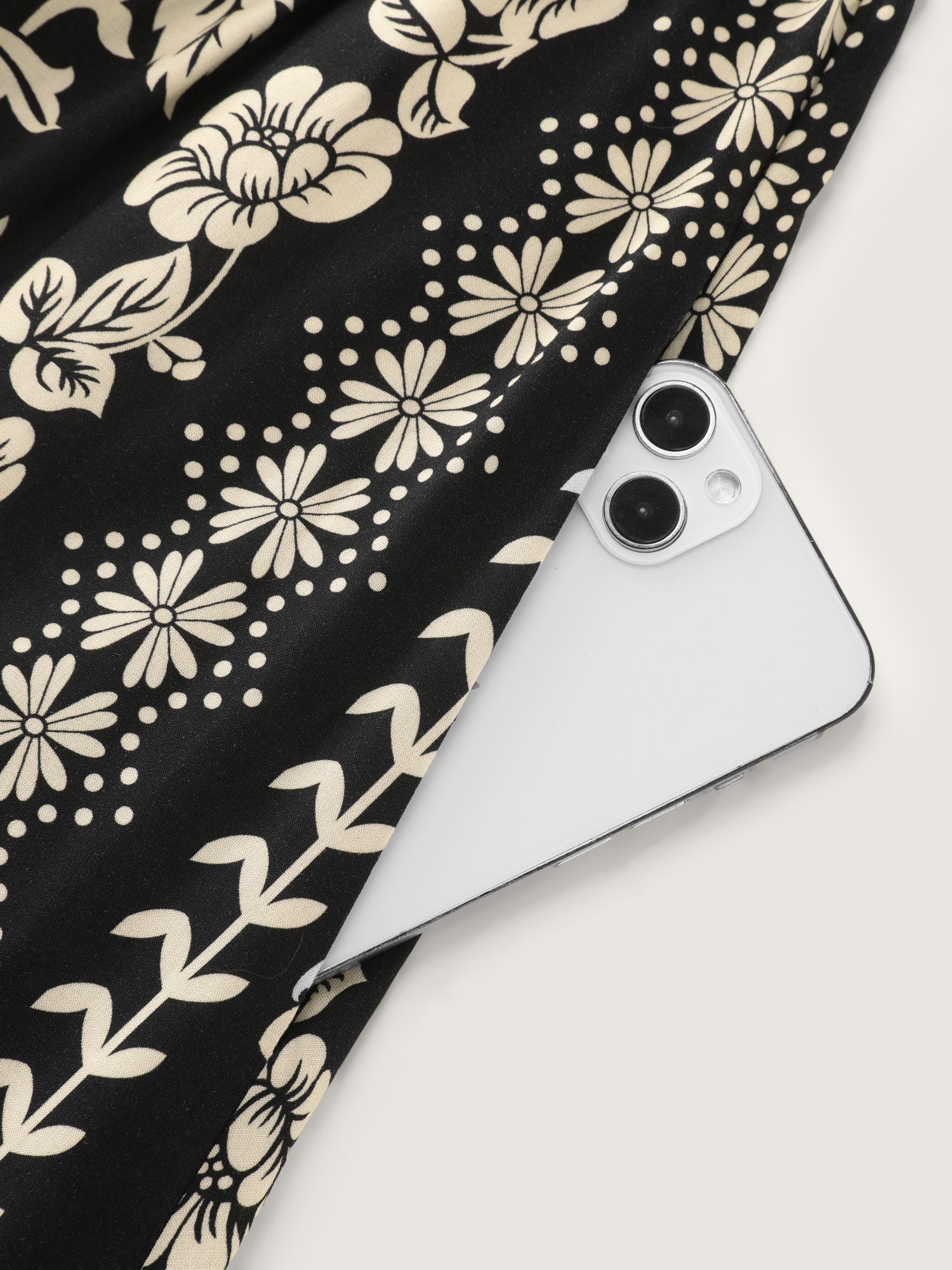 Monochrome Boho Print Pockets Midi Dress