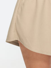 Textured Drawstring Waist Wide-Leg Shorts