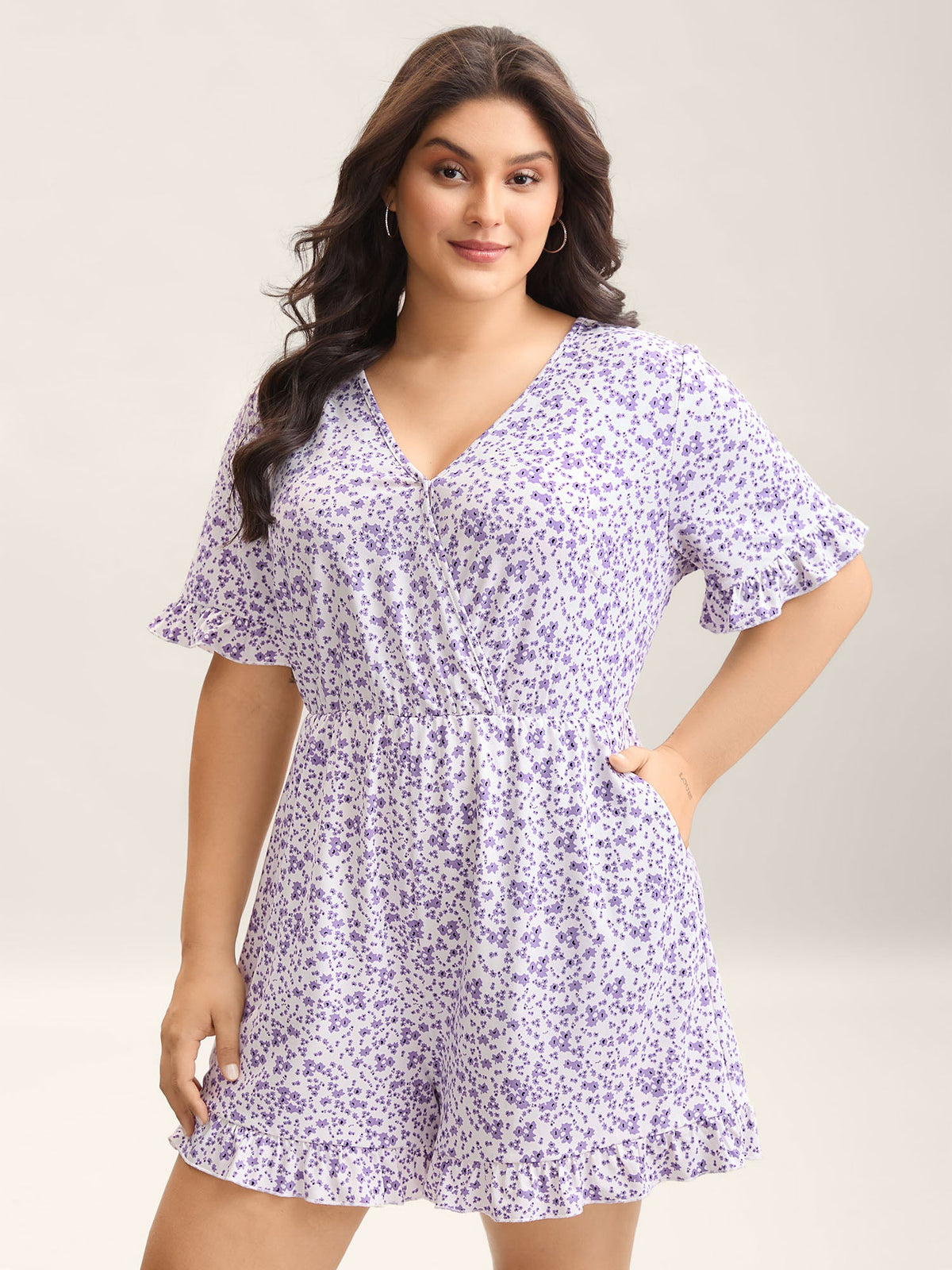 Supersoft Ditsy Floral Print Pockets Romper