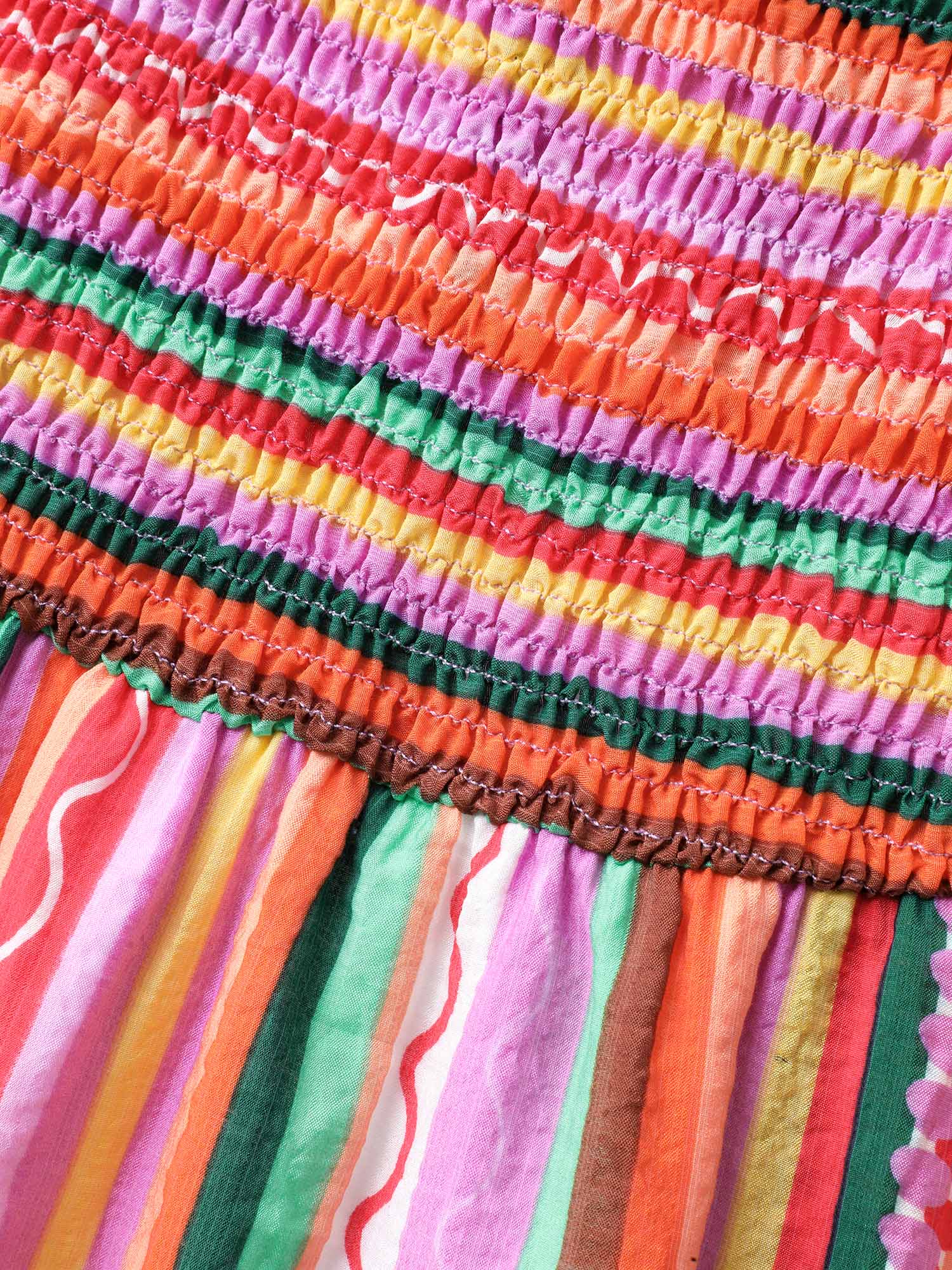 Colorful Stripe Flutter Sleeve Pockets Midi Dress