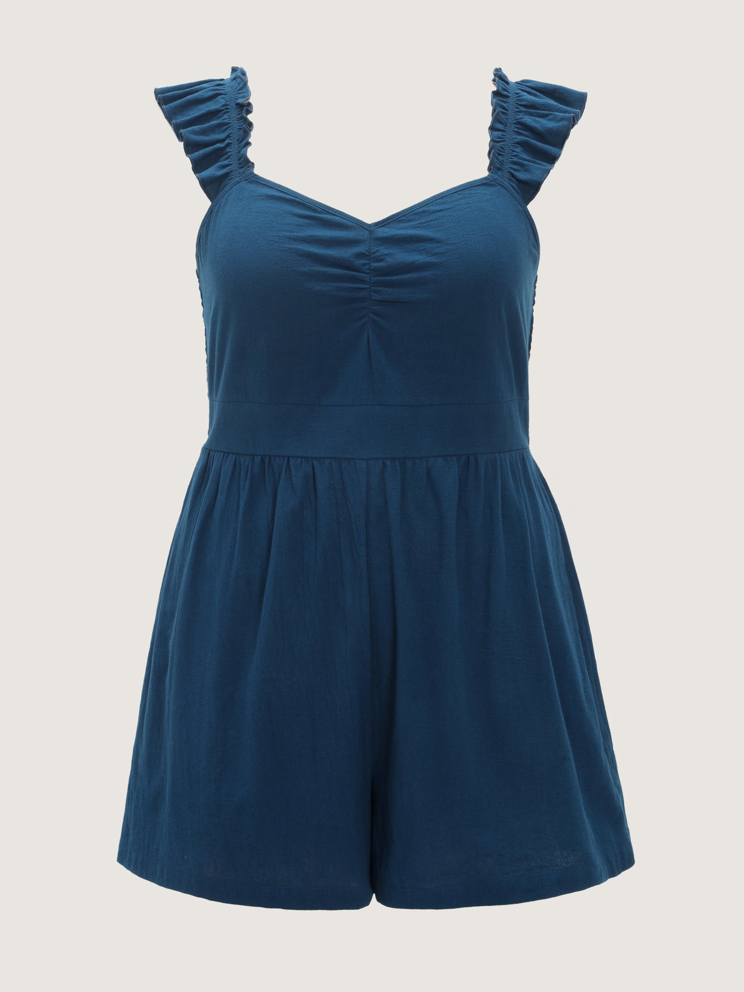 Cotton Ruffled Straps Sweetheart Neckline Romper