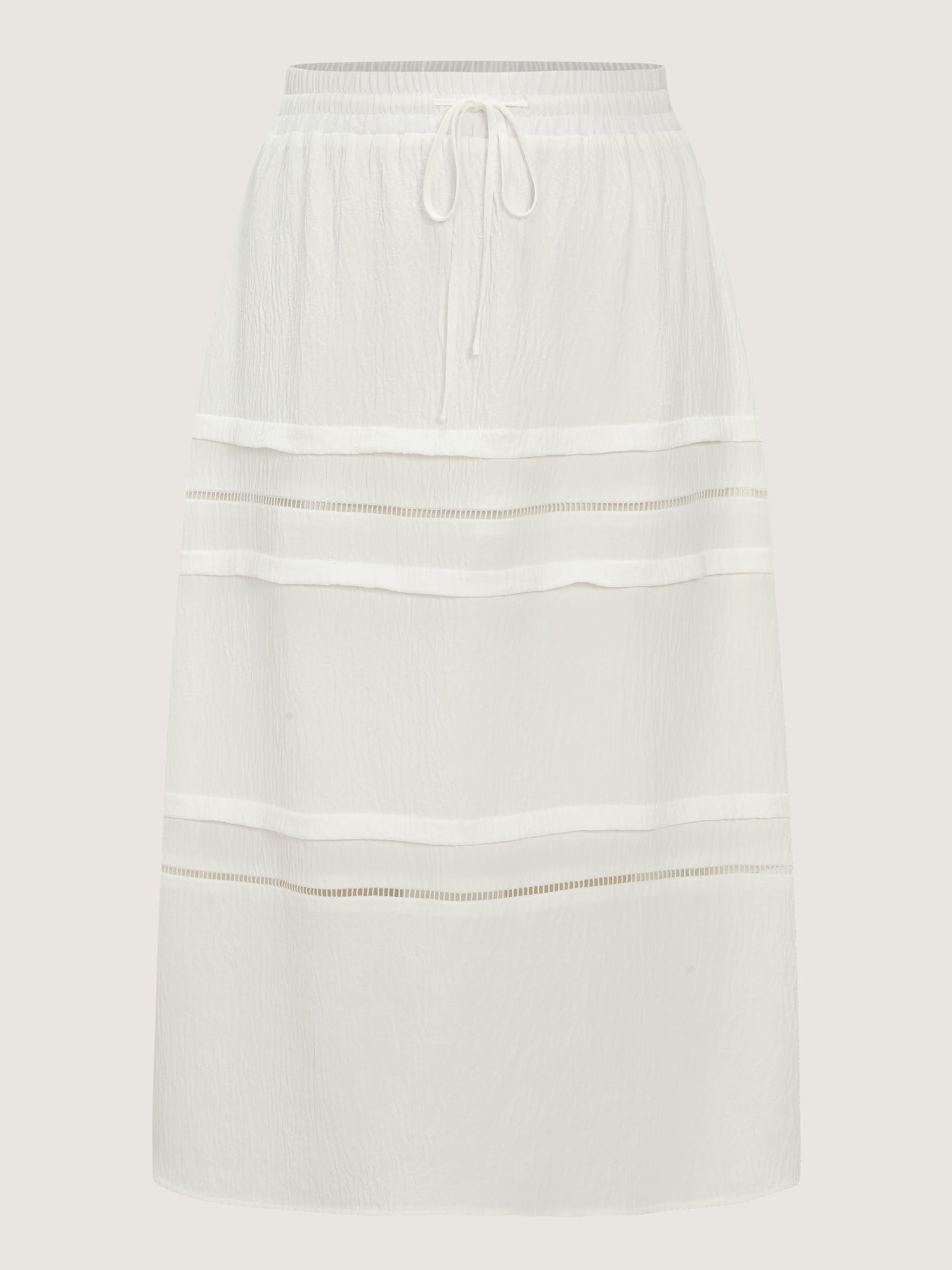 Lace Trim Tiered Drawstring Waist Maxi Skirt