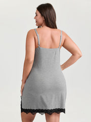 Supersoft Contrast Lace Slit Nightgown