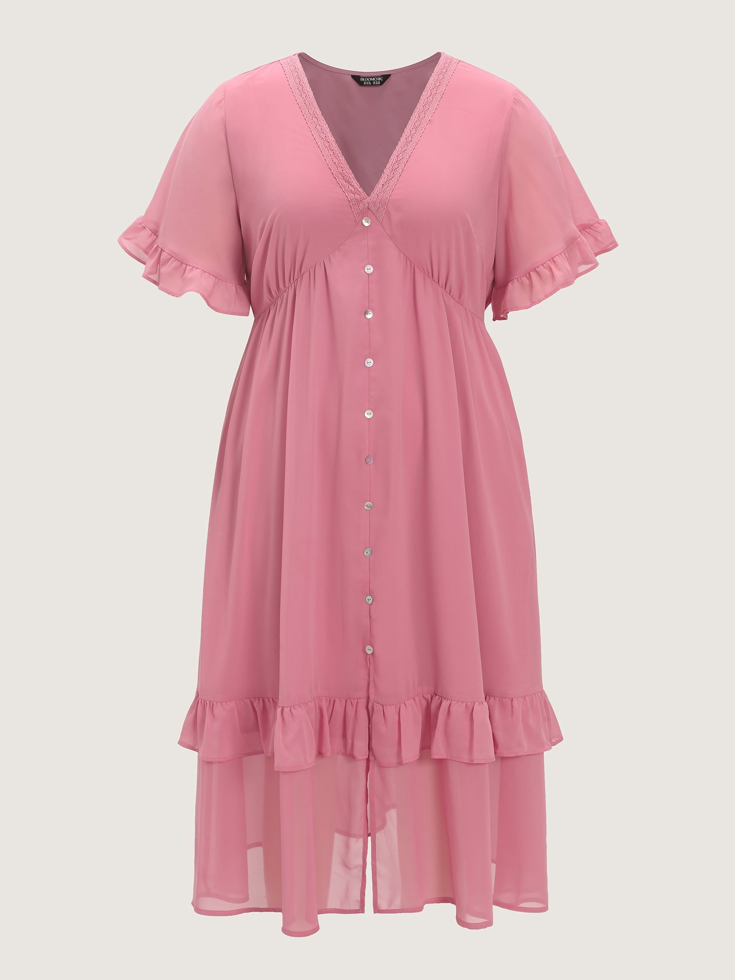 Supersoft Lace Trim Ruffled Hem Maxi Dress