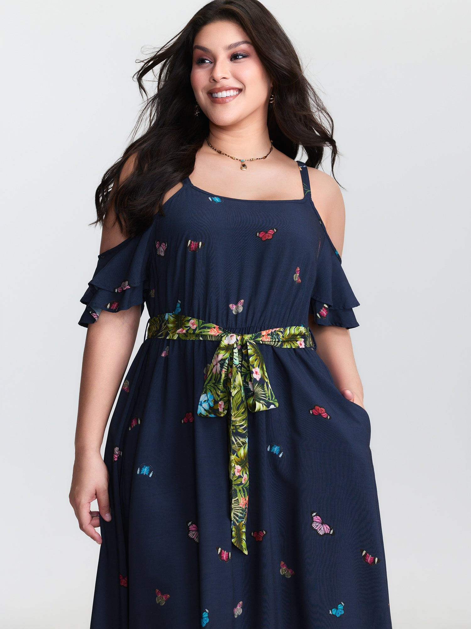 Supersoft Meadow Print Waist-Tie Maxi Dress