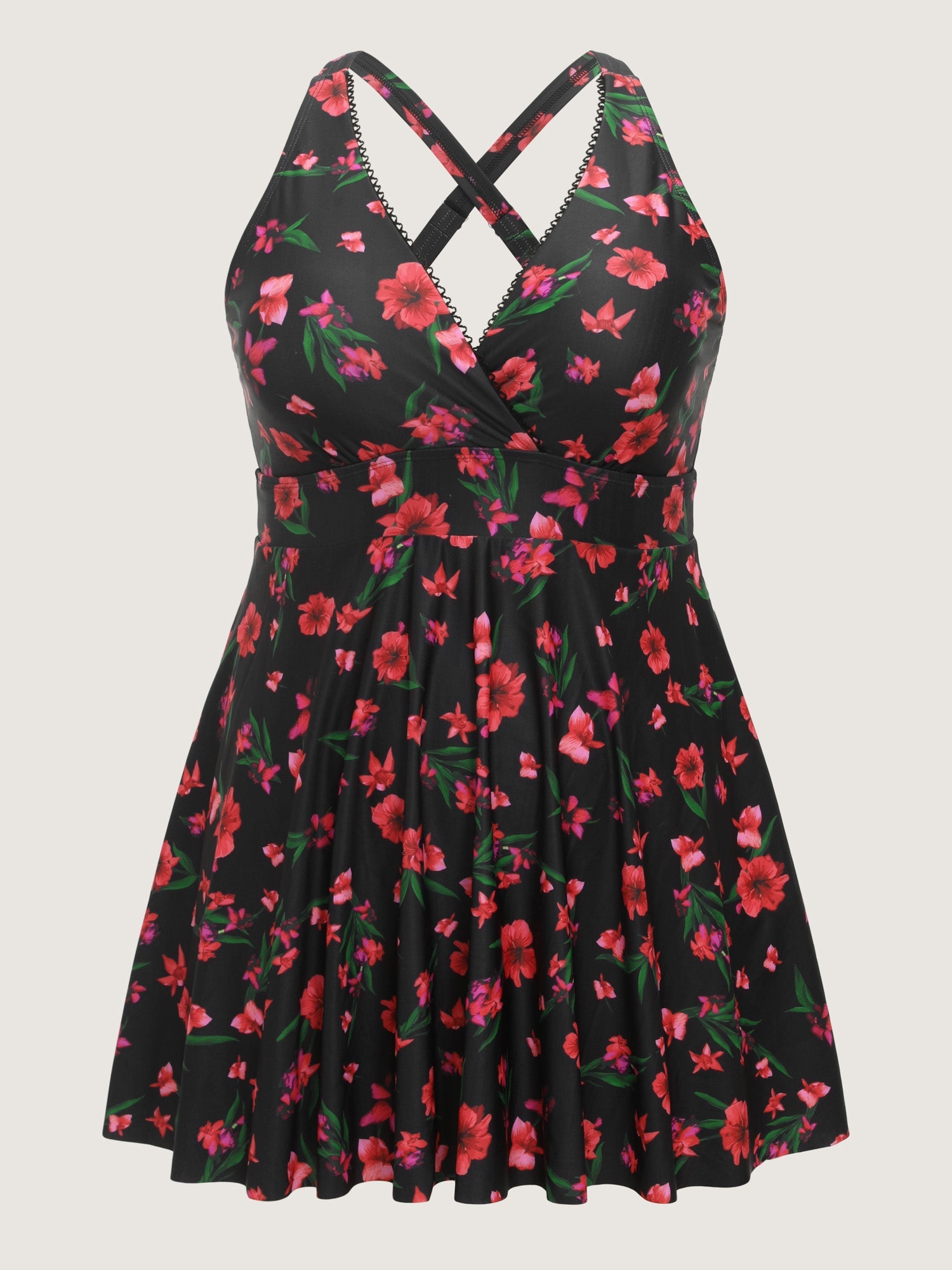 Floral Print Fit And Flare Swim Dress