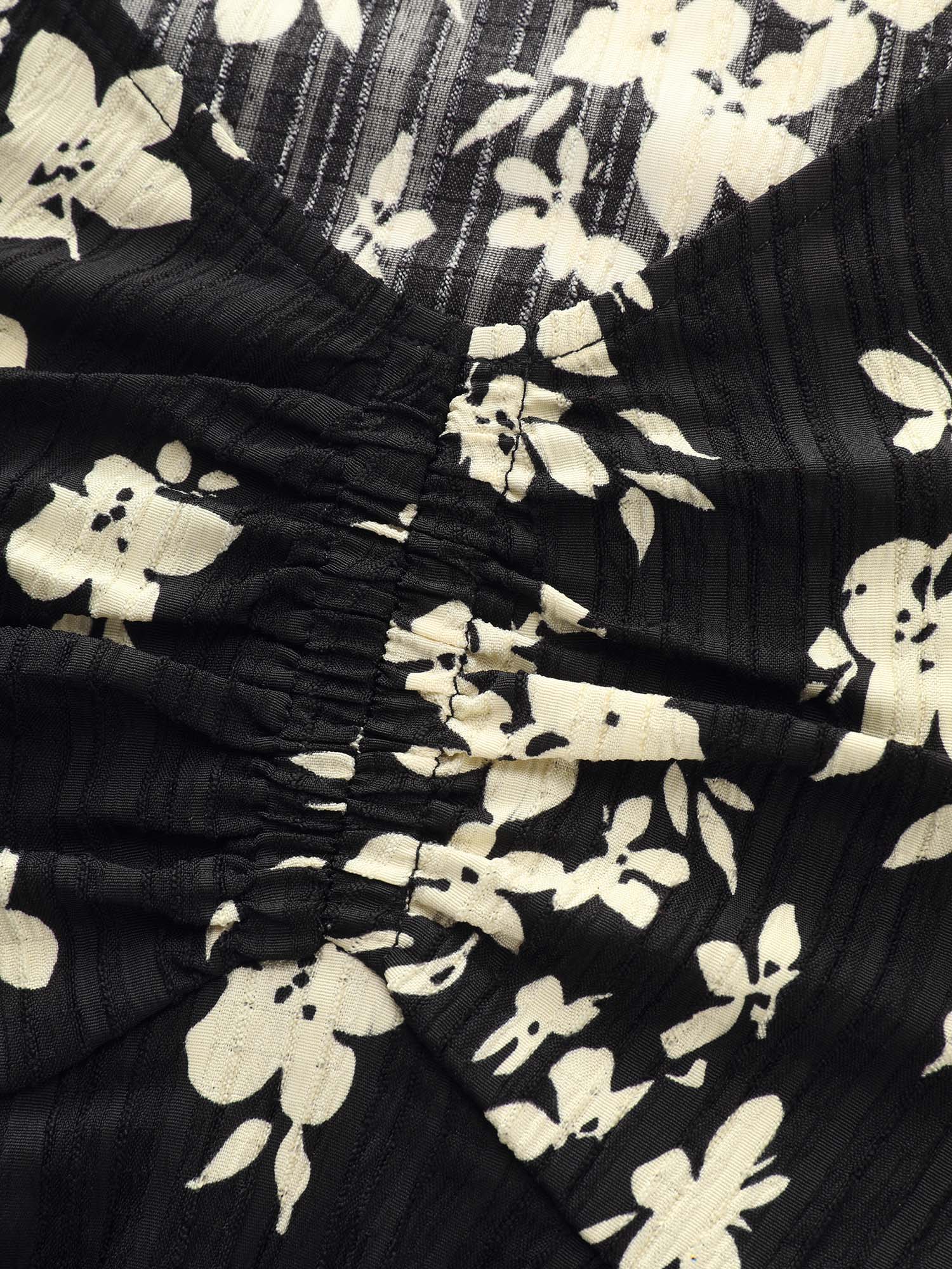 Floral Print Cinched-Waist Blouse