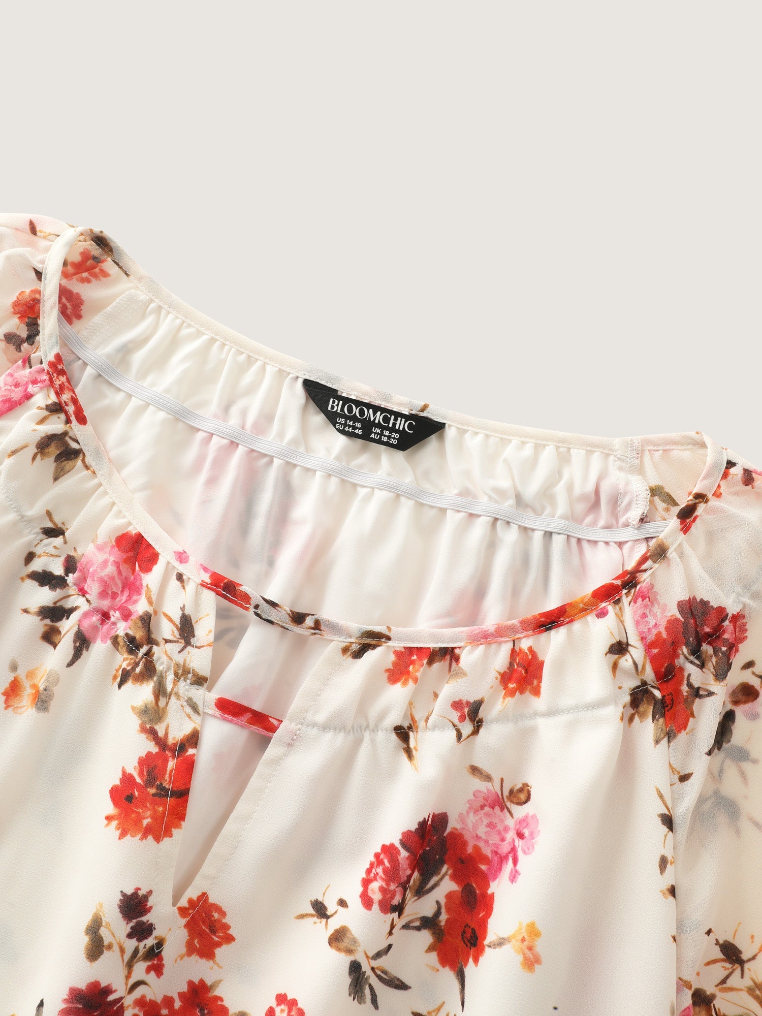 Floral Print Keyhole Neckline Shirt