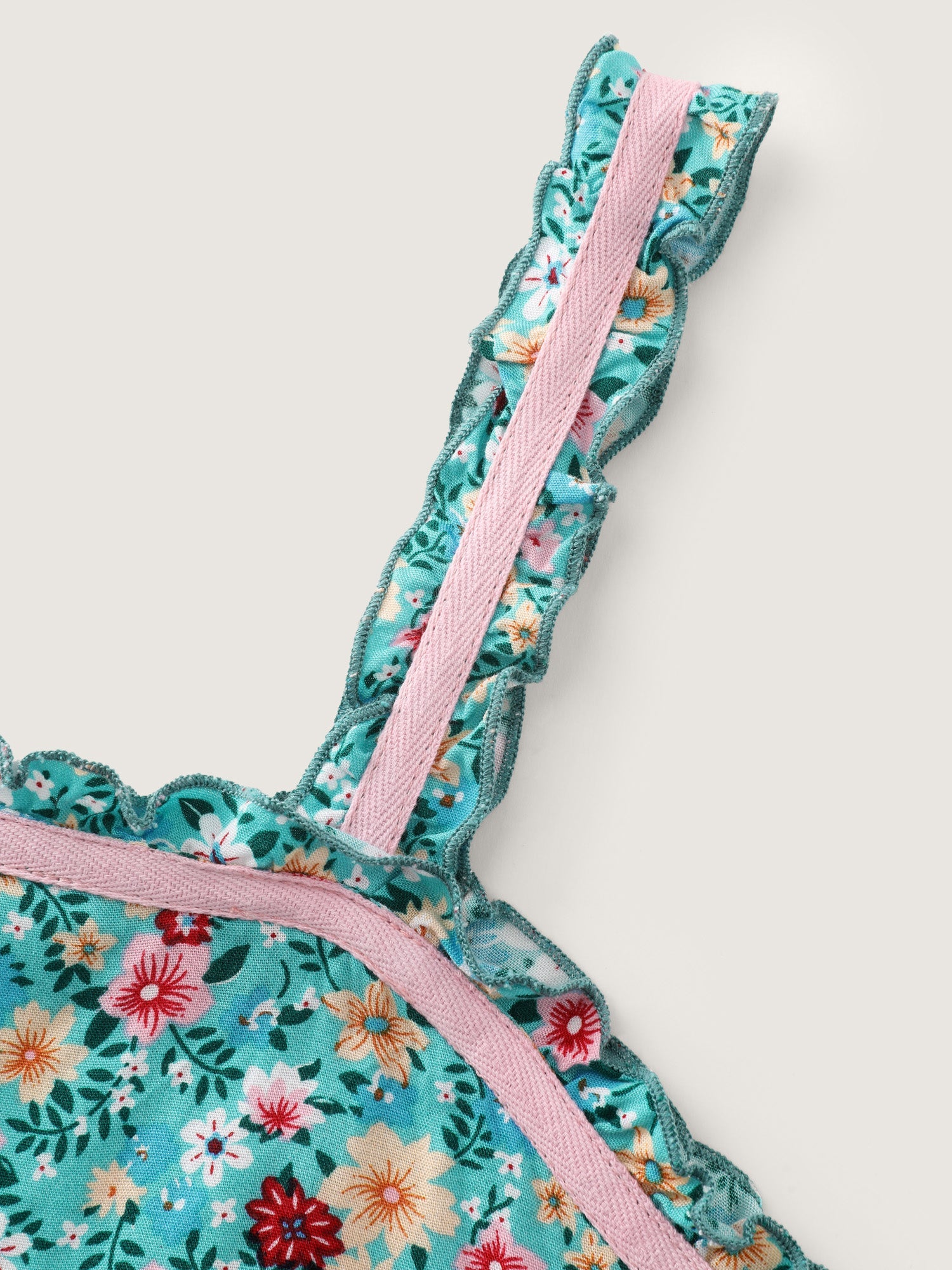 Floral Print Color Contrast Cami Maxi Dress