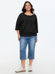 Cotton Back Cut-Out Plain T-Shirt