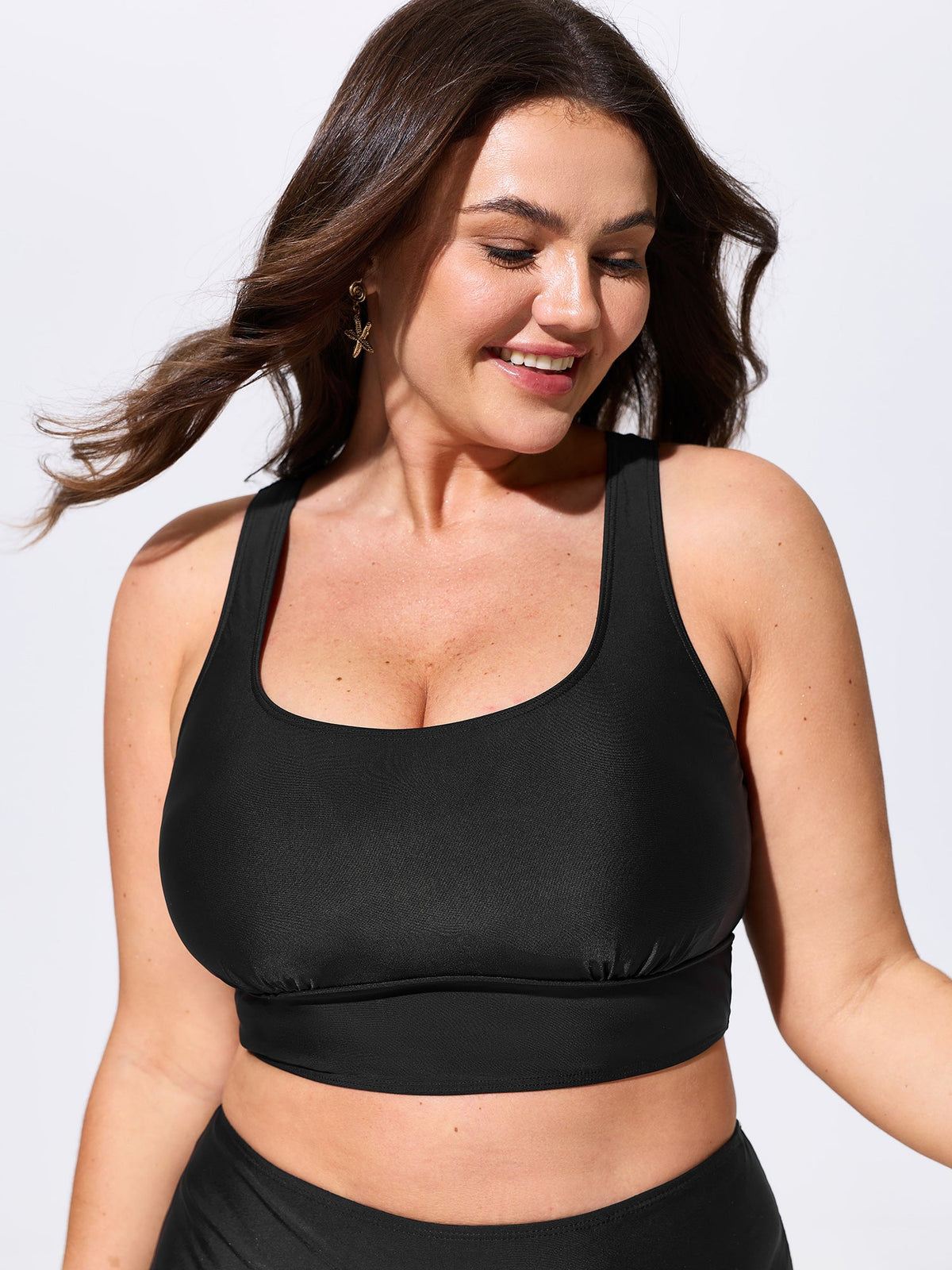 Back Cut-Out Scoop Neckline Swim Top
