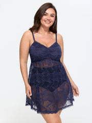 Floral Lace Adjustable Strap Babydoll Nightgown