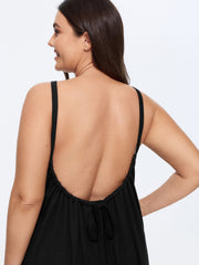Supersoft Plain Pleated Front Backless Lounge Dress