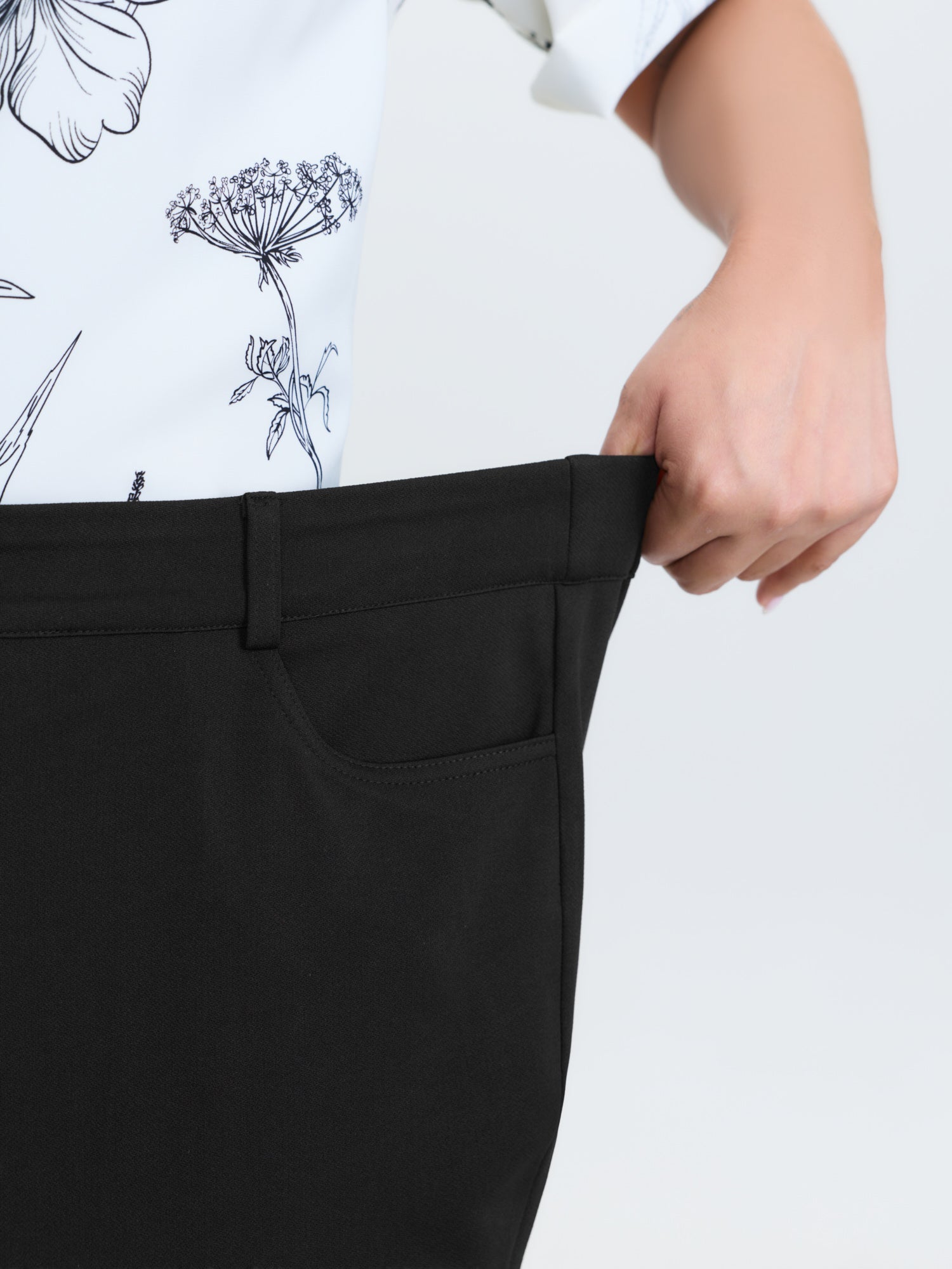 Stretchy Waist Crease Line Flared Pants