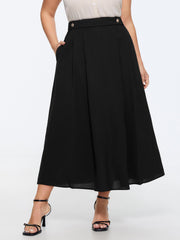 Waist Beaded Pleated Flowy Maxi Skirt