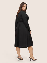Plain Sequin Patchwork Elastic Waist Dress