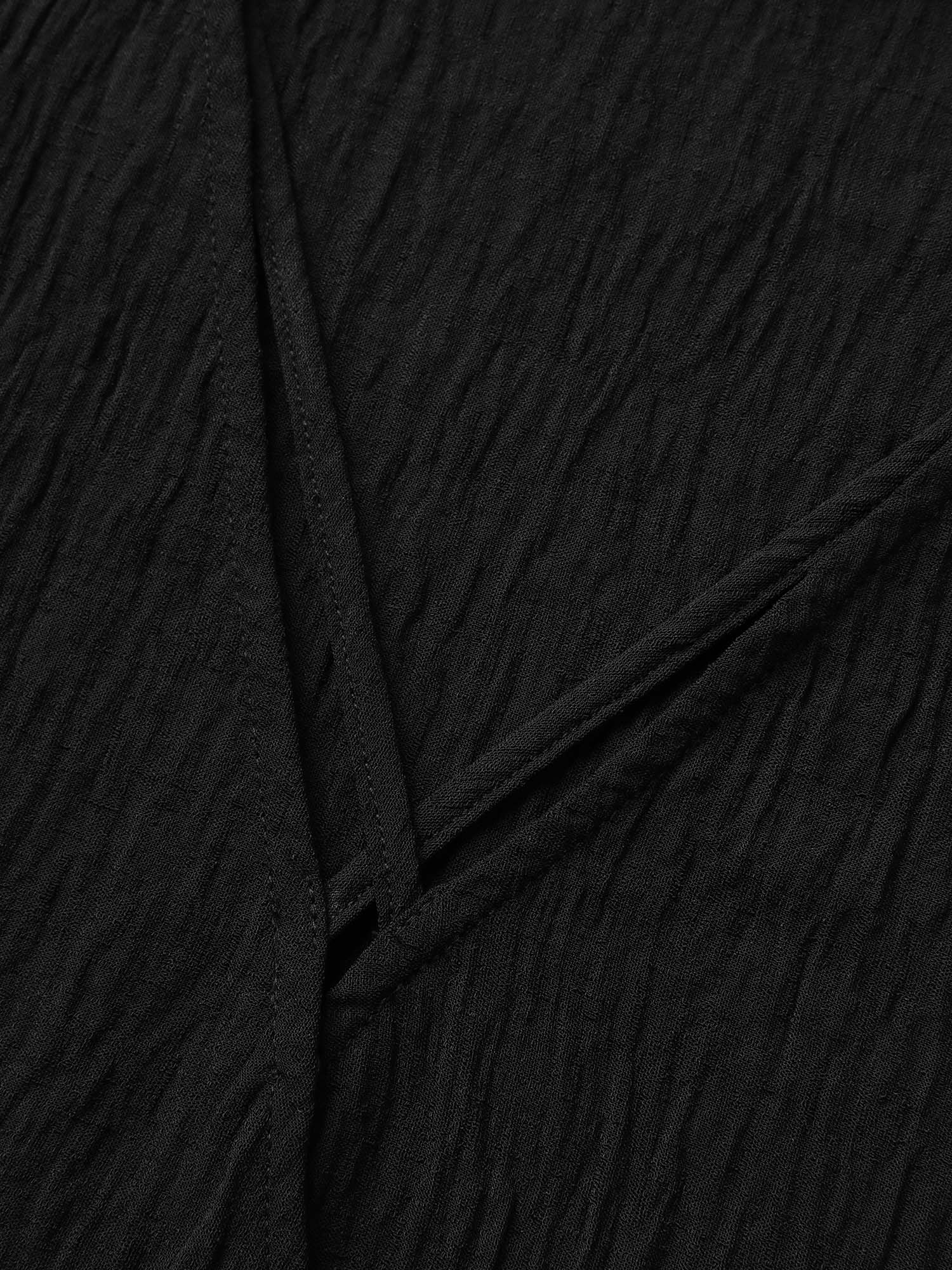 Stretchy Woven Bowknot Cut Out Gathered Crisscross Blouse
